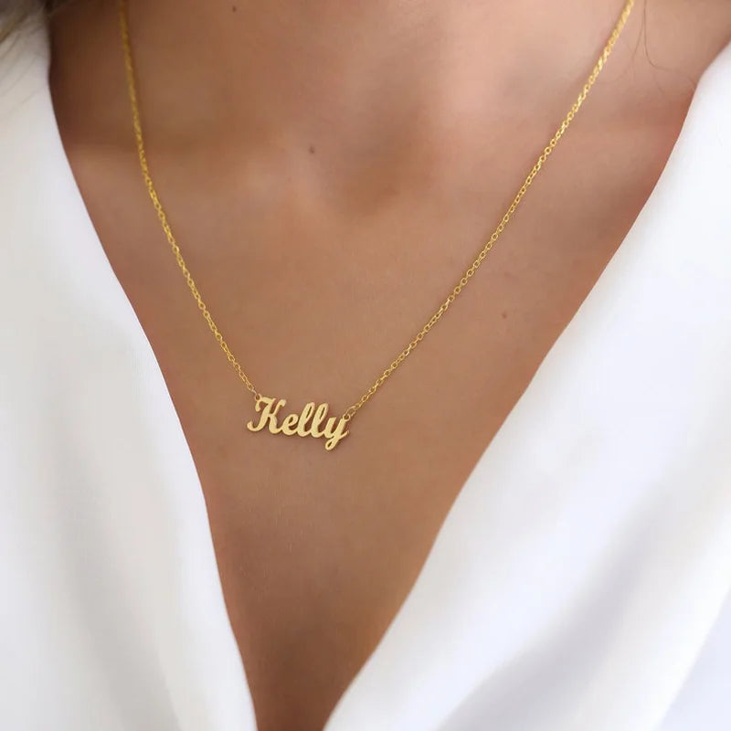 Waterproof Signature Name Necklace For Her-Gold and Silver