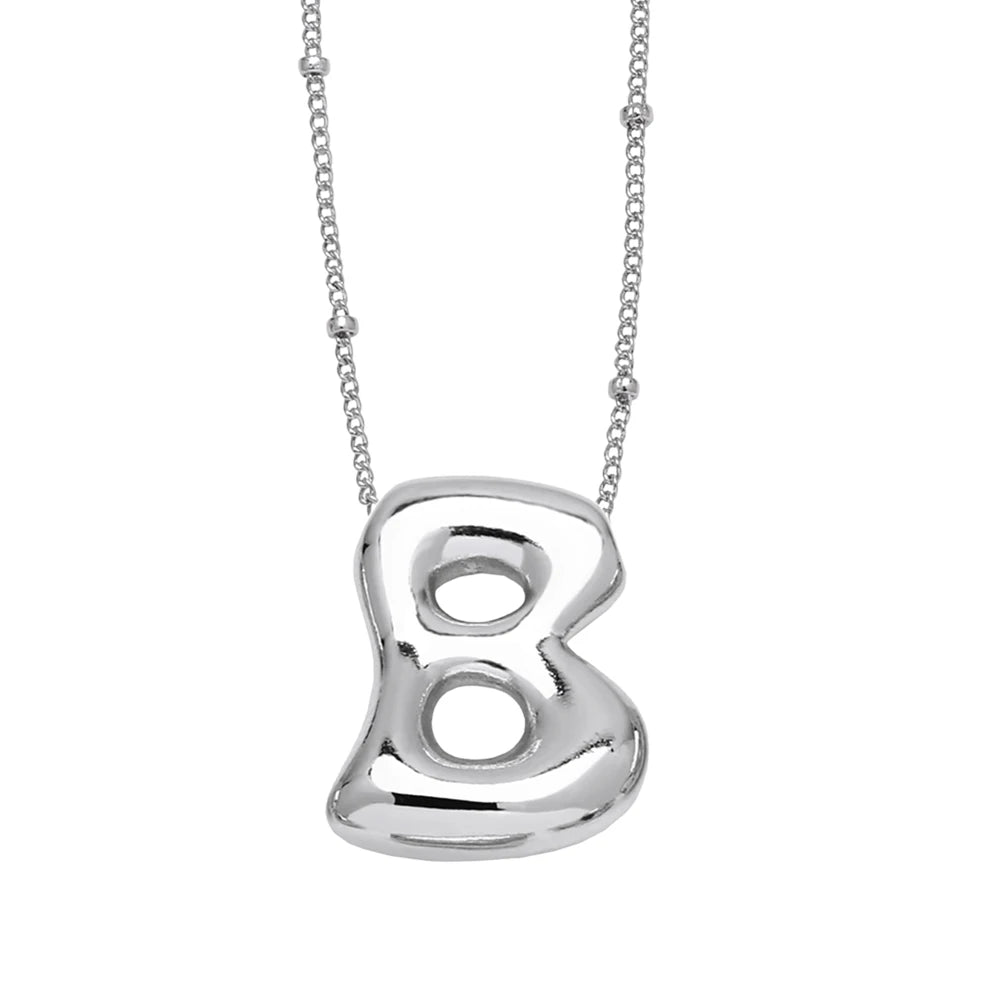 Custom 3D Bubble Letter Name Necklace, Personalized Initial Pendant Jewelry, Dainty Letter Necklace for Women, Unique Birthday Gift for Her