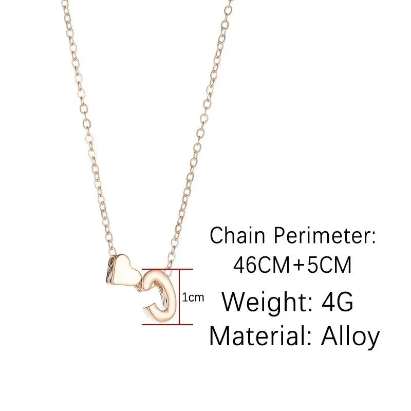 Tiny Heart Dainty Initial Necklace - Gold & Silver Color Letter Name Choker for Women