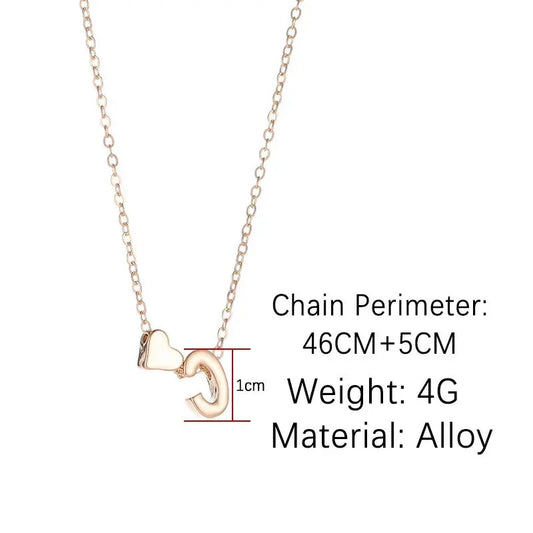 Tiny Heart Dainty Initial Necklace - Gold & Silver Color Letter Name Choker for Women