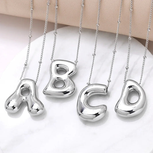 Custom 3D Bubble Letter Name Necklace, Personalized Initial Pendant Jewelry, Dainty Letter Necklace for Women, Unique Birthday Gift for Her