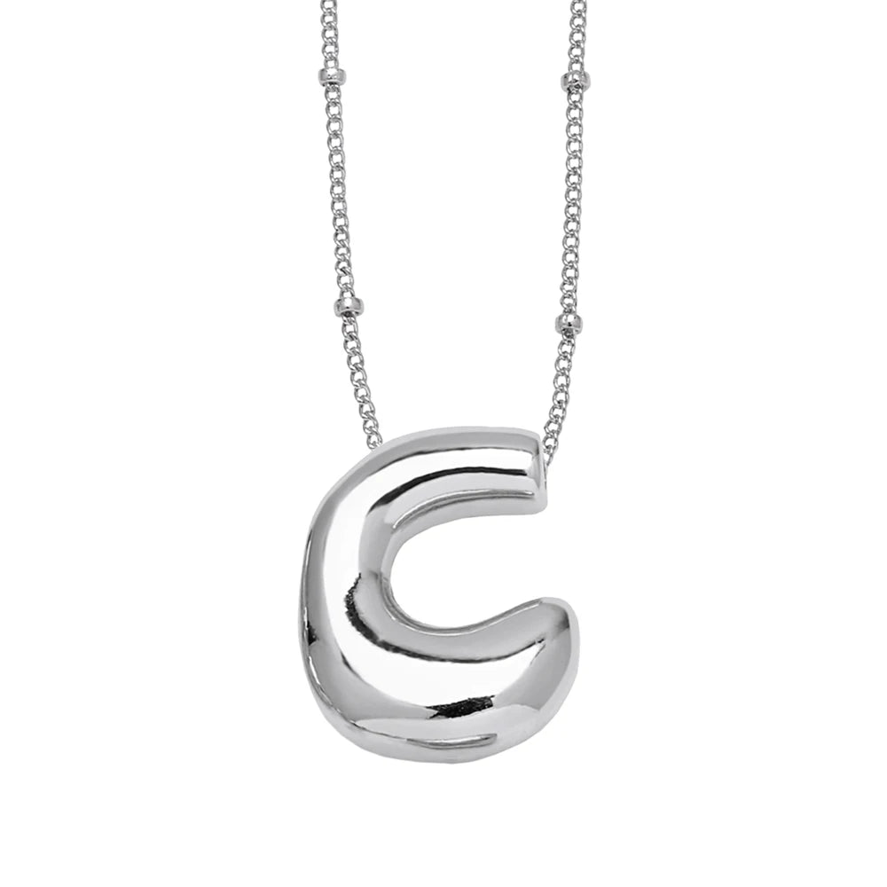 Custom 3D Bubble Letter Name Necklace, Personalized Initial Pendant Jewelry, Dainty Letter Necklace for Women, Unique Birthday Gift for Her