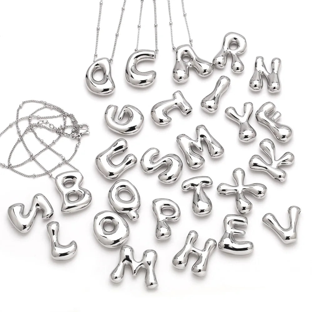 Custom 3D Bubble Letter Name Necklace, Personalized Initial Pendant Jewelry, Dainty Letter Necklace for Women, Unique Birthday Gift for Her