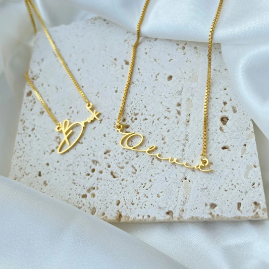 Waterproof Signature Name Necklace For Her-Gold and Silver